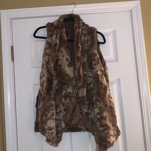 Brown faux fur vest